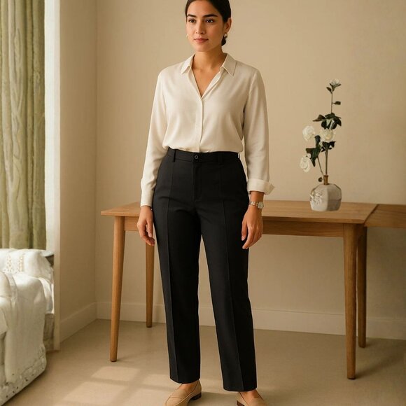 Ann Taylor Pants Size 12 Black Wool Blend Classic Career Essentials Straight Leg - Picture 11 of 14